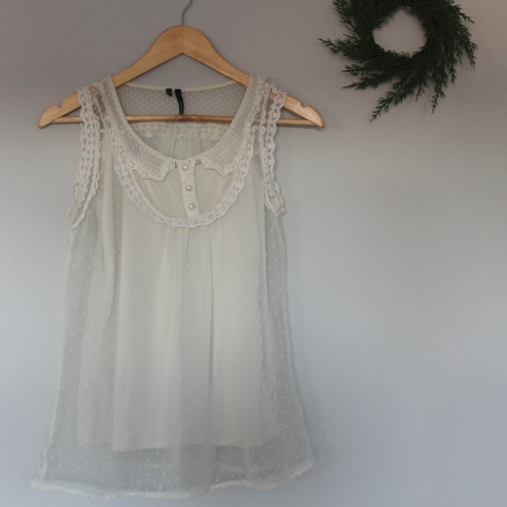 Maurices Lace Tank with Peter Pan Collar